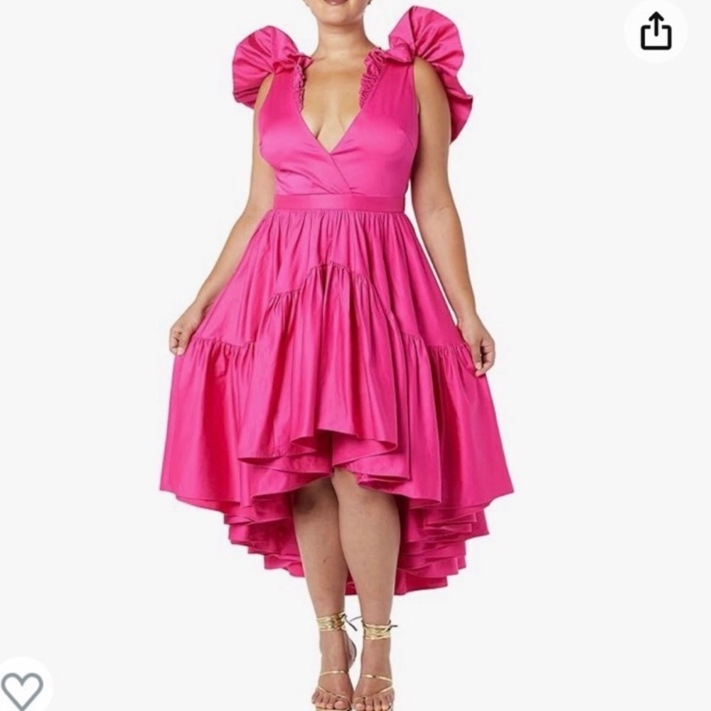 NWT Making The cut pink high low ruffle/flounce detail, special occasion dress L